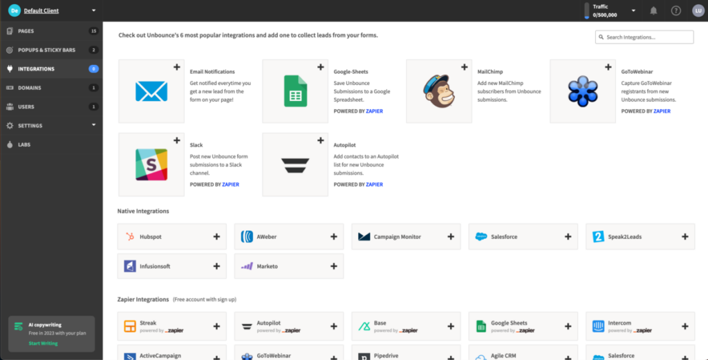 Unbounce 3rd Party Integrations