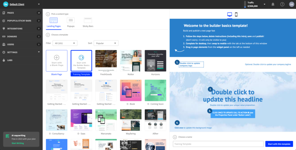 Unbounce Builder Basic Templates