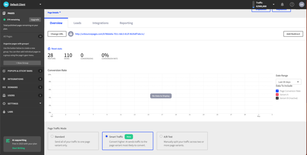 Unbounce Page Details