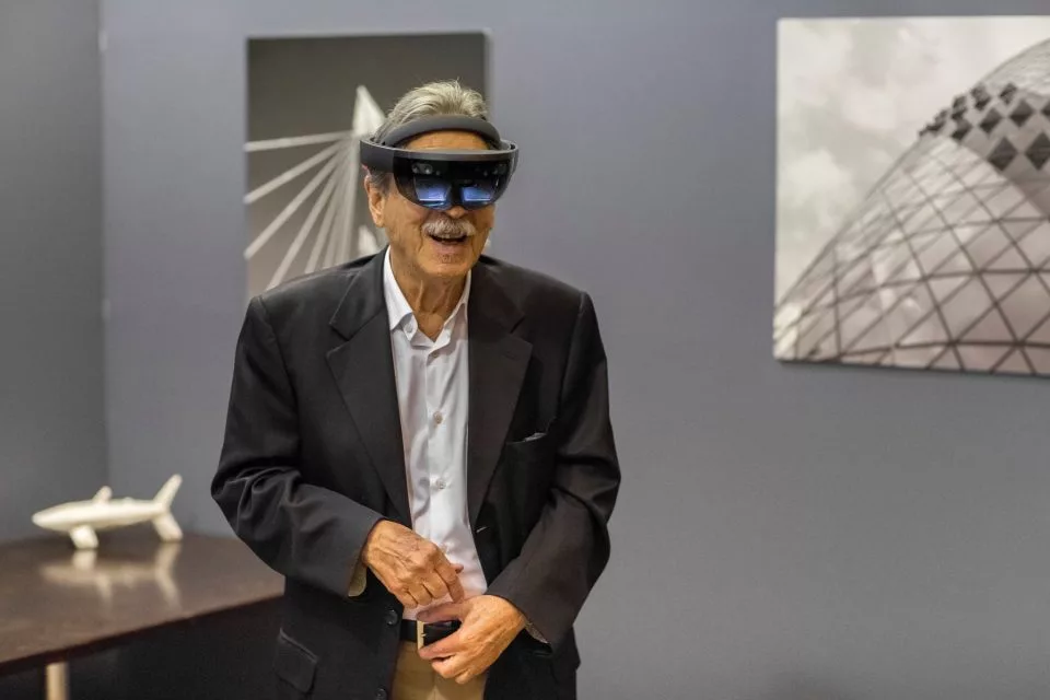 Architect Paulo Mendes da Rocha see his creations using Microsoft’s mixed-reality headset, HoloLens