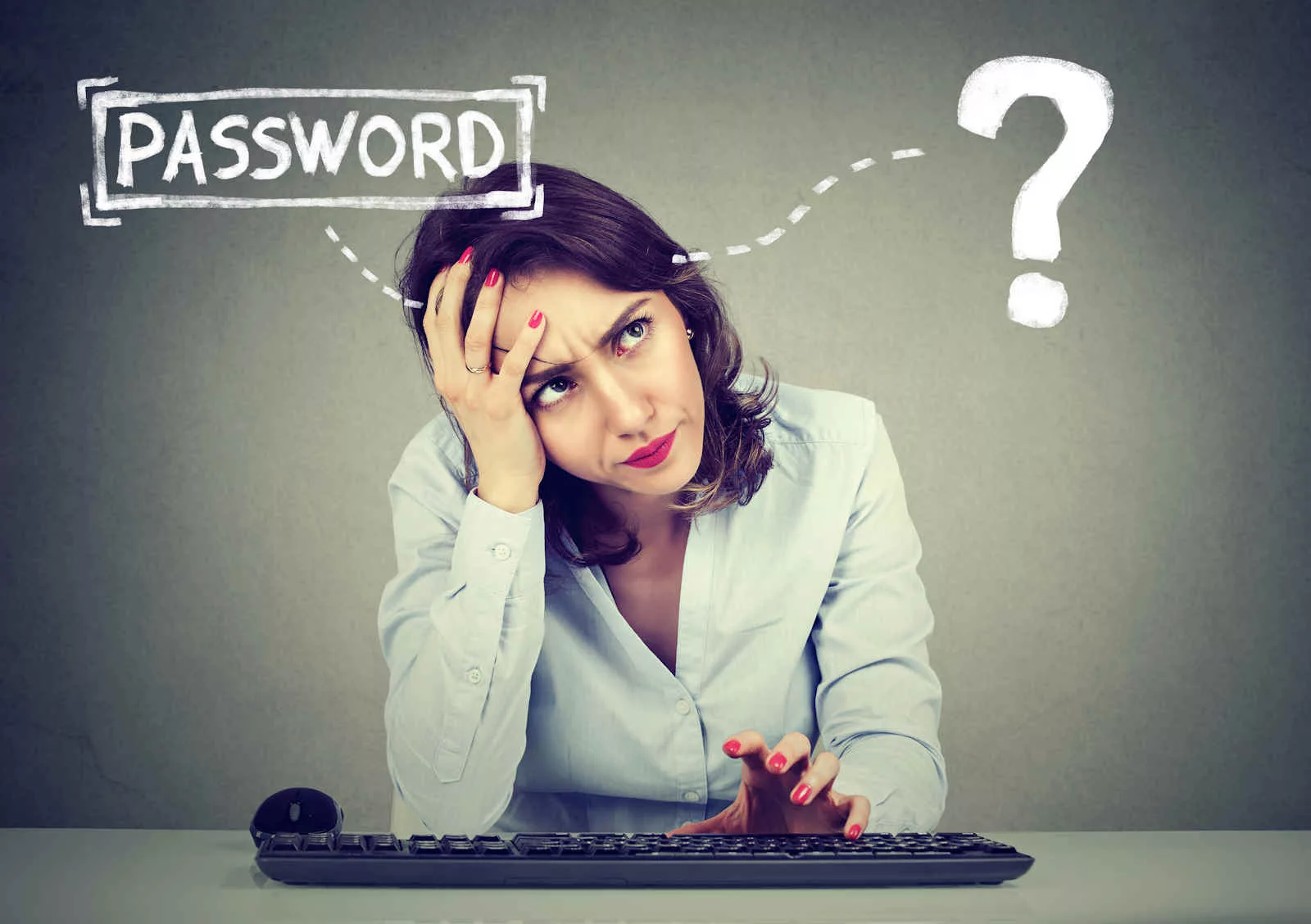 Woman trying to remember her password