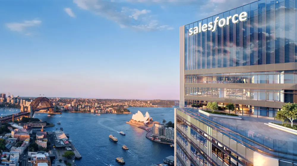 Slack City Tour Sydney shown by view of the Salesforce office