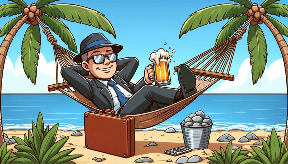 what is a cba day shown by businessman lying on a hammock