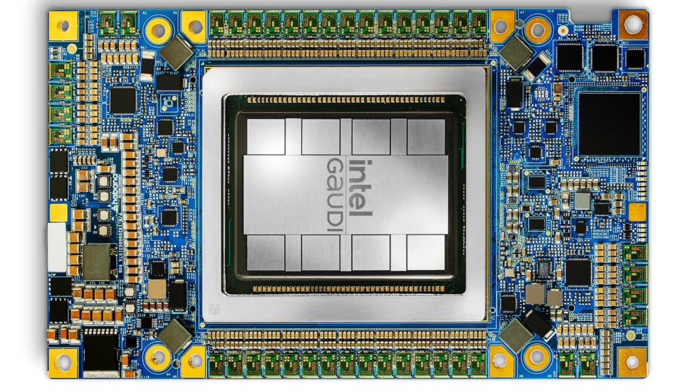 Intel Gaudi 3 on IBM Cloud - chip shot of Gaudi 3