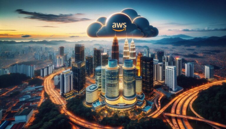 aws malaysia shown by AWS cloud above Kuala Lumpur