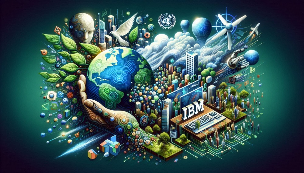 ibm un green ai models shown by hand holding globe with green energy icons