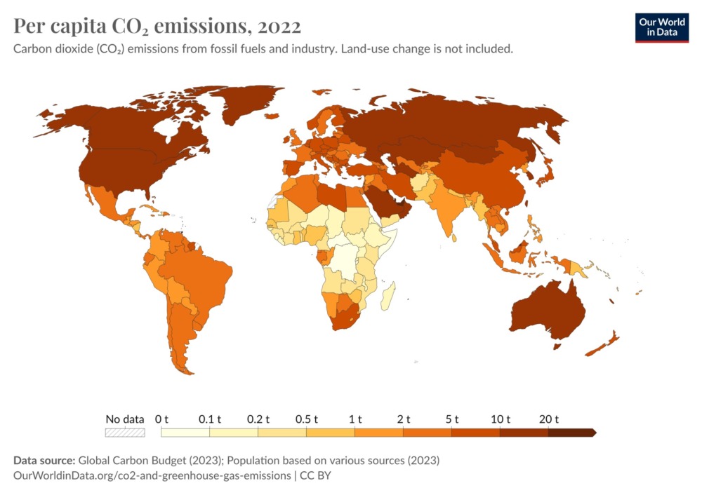 Digital Exceptionalism. Per Capita CO2 Emissions