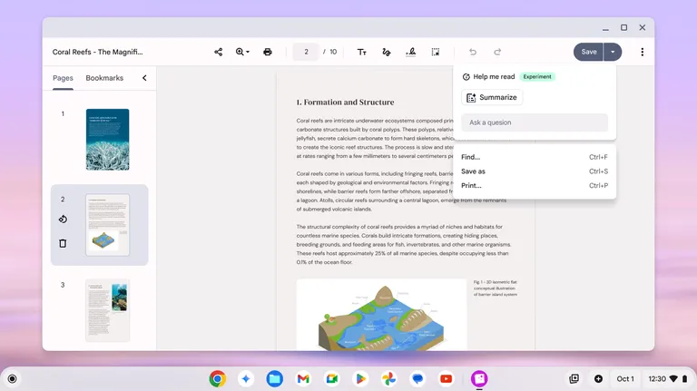 Google Chromebook AI: Help me read