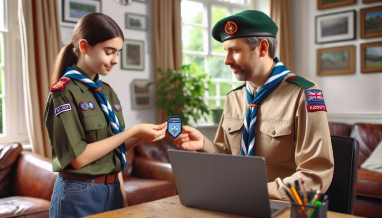 a scout being given a digital citizen badge