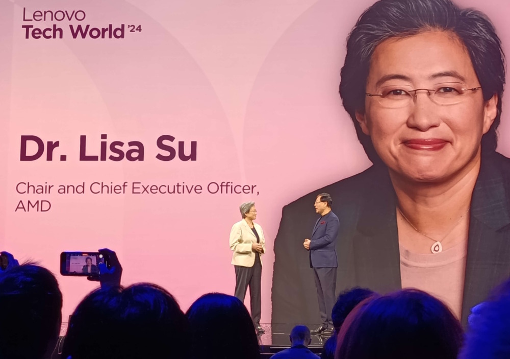 AMD CEO Dr Lisa Su on-stage at Lenovo Tech World '24 