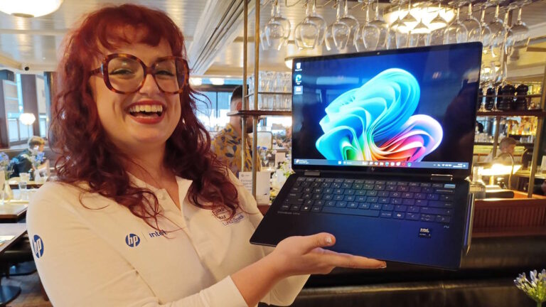 Local AI PCs, as held by Lucy Bell, a training and content specialist at HP